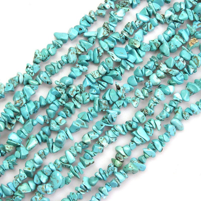 LIFAVOVY Blue Turquoise Howlite Gemstone Chips 5-8mm Beads for Jewelry Making Stone Beads Bracelets 32 inches - Image 1